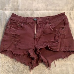 AEO maroon shorts high waisted